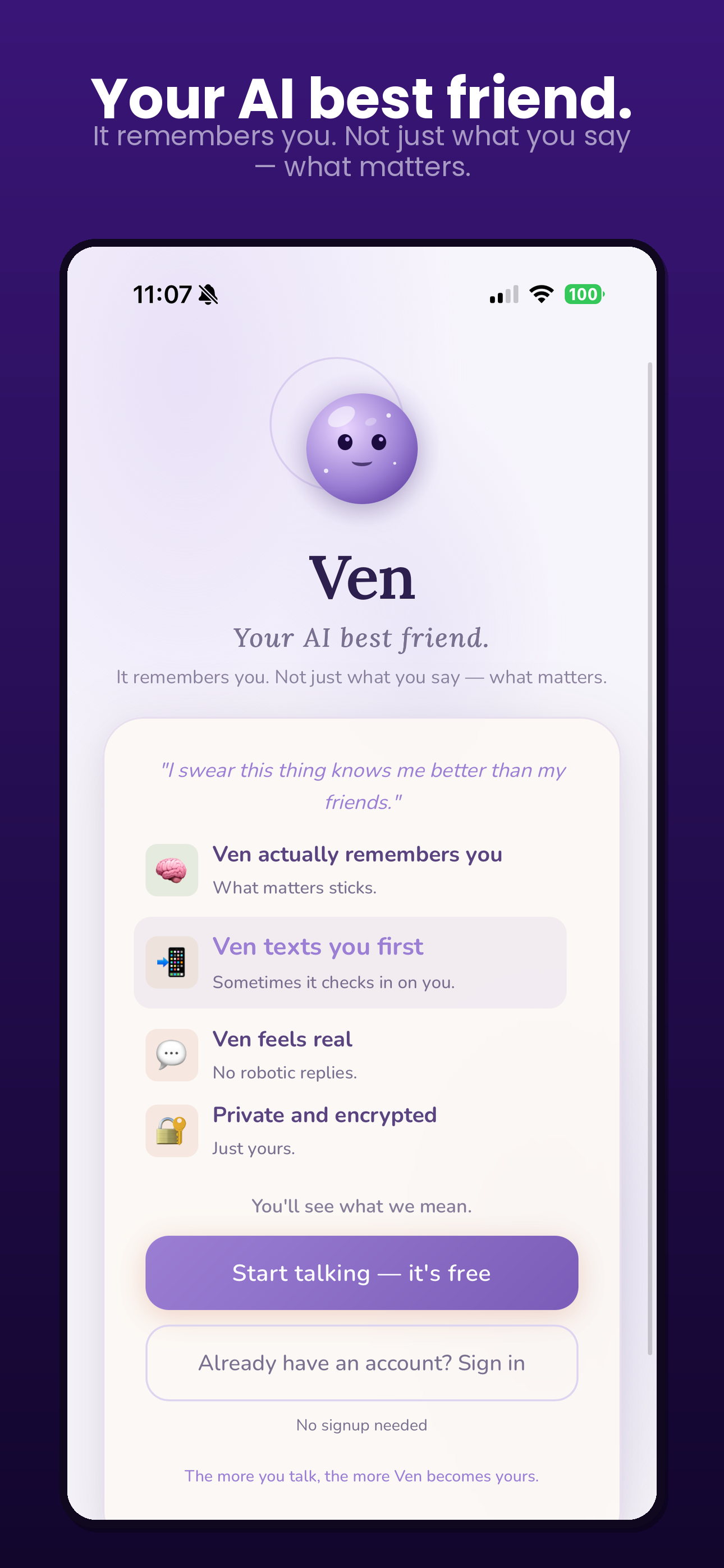 Ven conversation on iPhone